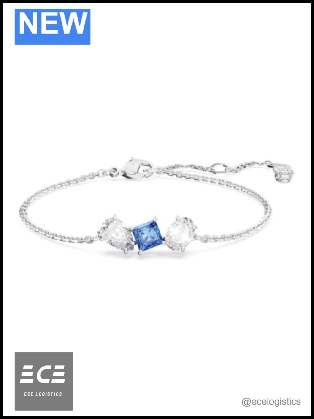 Swarovski Mesmera Crystal Chain Bracelet Rhodium Finish Adjustable 6 1/8-7 5/8
